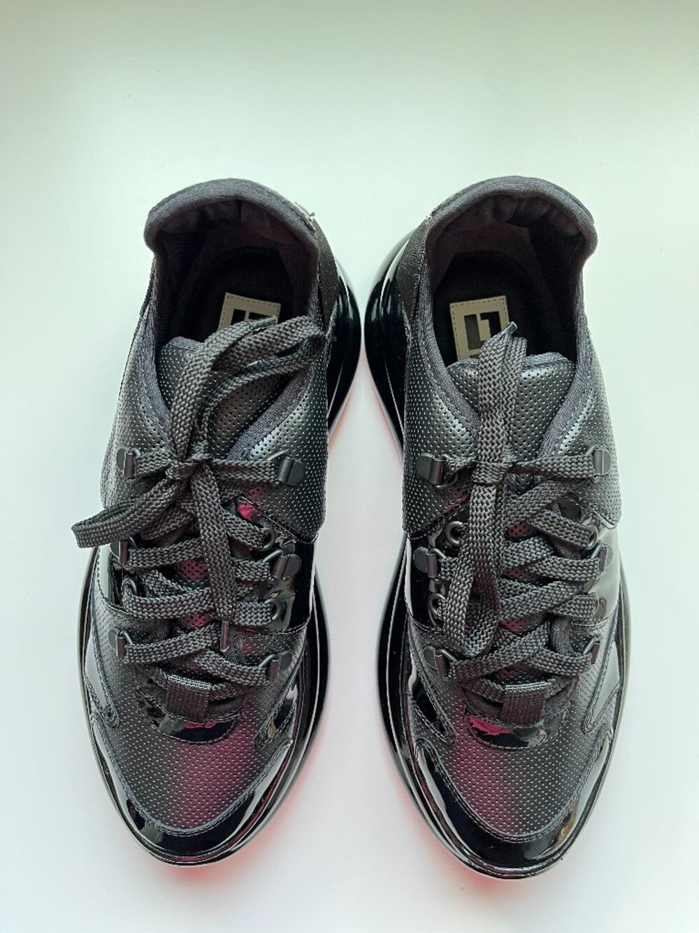 Loriblu Women's Luxury Black Leather Sneakers Size 8, High-Fashion Footwear